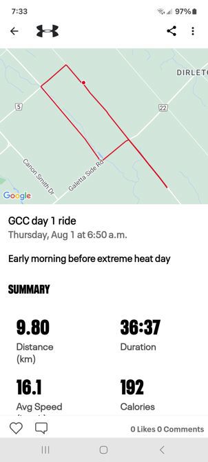 August 1 Beat the Heat morning ride