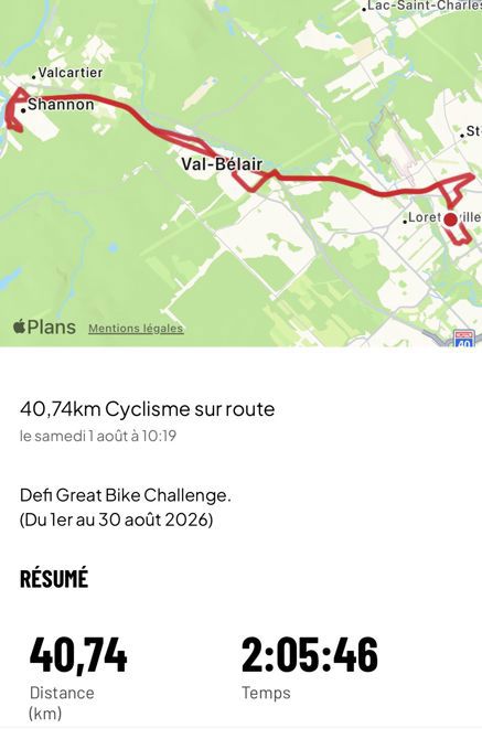 1ère sortie de vélo : 1er août