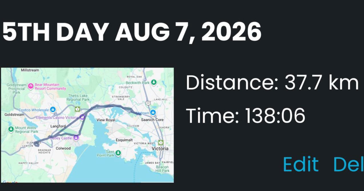 5th day of riding (Aug 7, 2026)